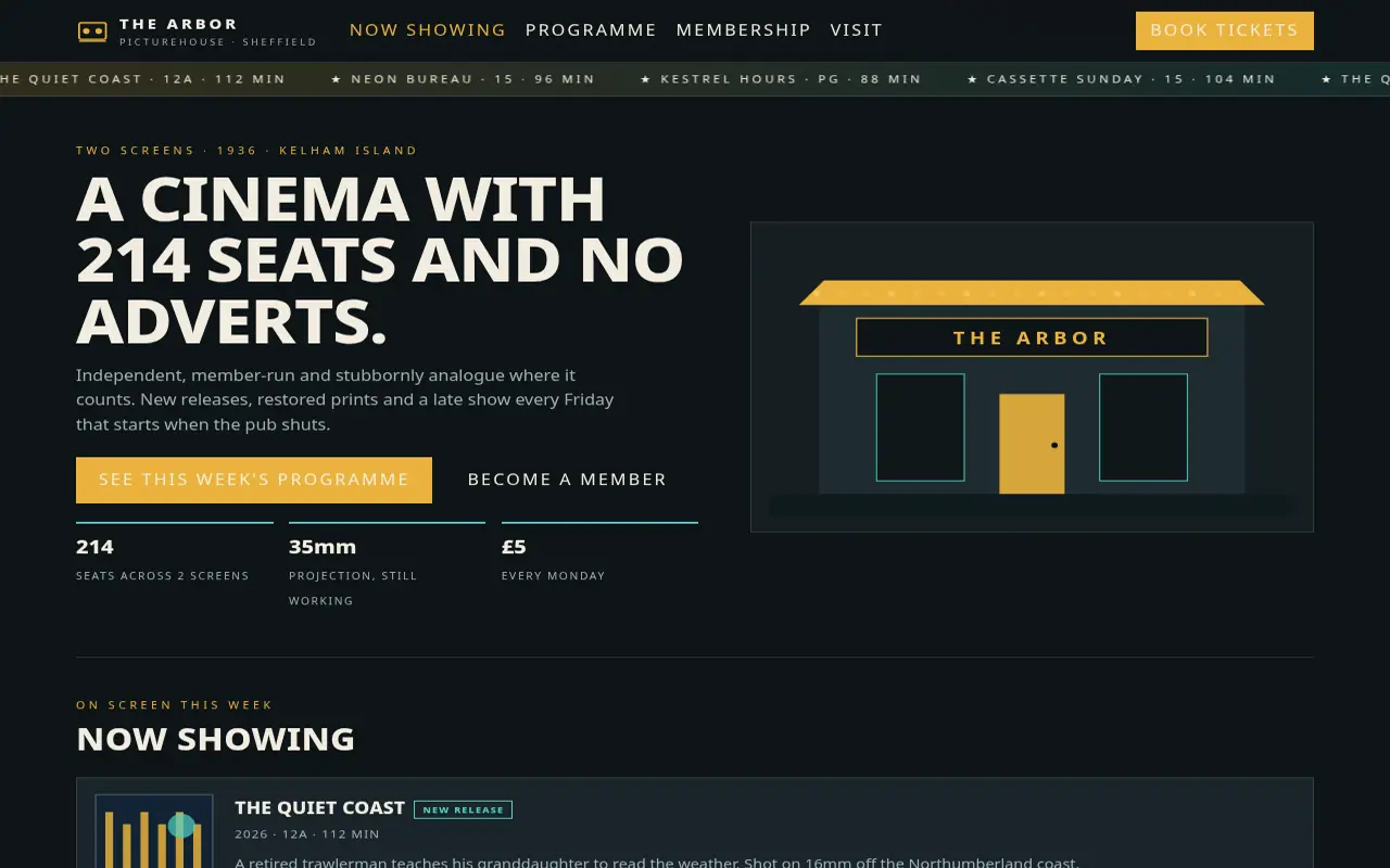 THE ARBOR PICTUREHOUSE interface preview