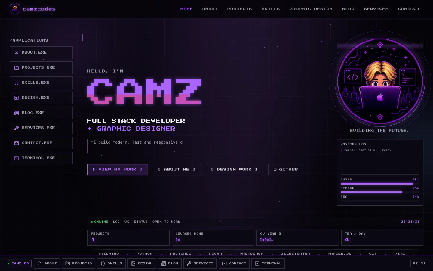MY PORTFOLIO WEBSITE interface preview